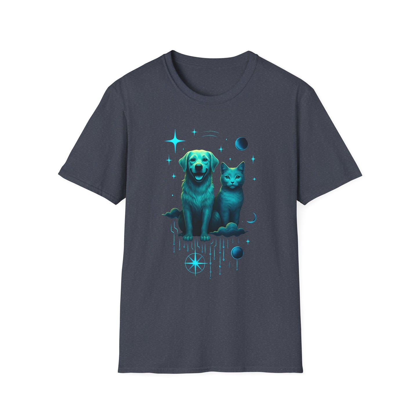 Celestial Dog and Cat Glow Space Pet Lover T-Shirt