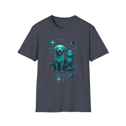 Celestial Dog and Cat Glow Space Pet Lover T-Shirt