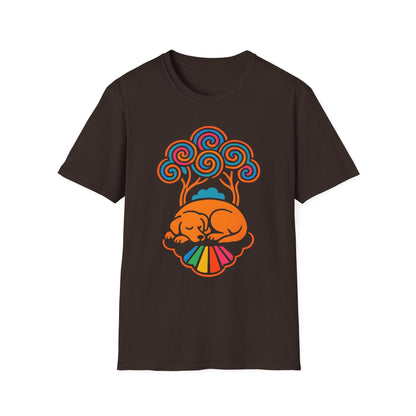 Colorful Sleeping Dog Trippy Tree Psychedelic T-Shirt , Comfortable Tee, Gift for Dog Lovers, Casual Style, Fun and Colorful Graphic