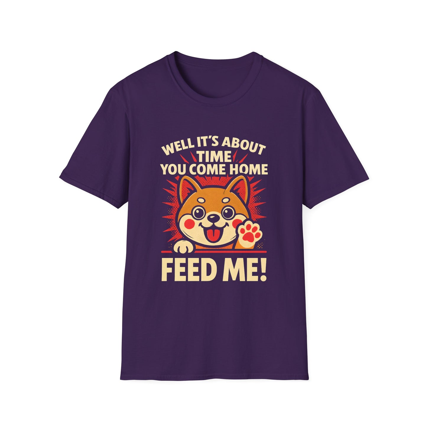 Funny Hungry Dog T-Shirt – Feed Me Pet Parent Humor Tee, Unisex Soft style T-Shirt - Cute Happy Dog Design