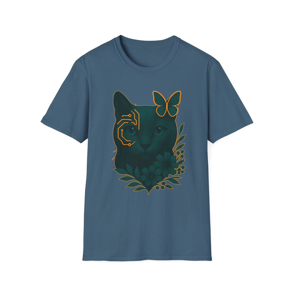 Cyber Floral Cat T-Shirt