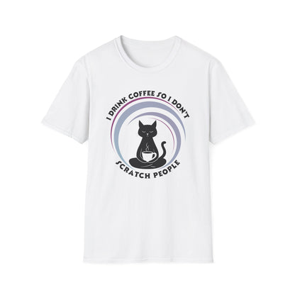 Funny Cat Coffee Shirt – I Drink Coffee So I Don't Scratch People Tee