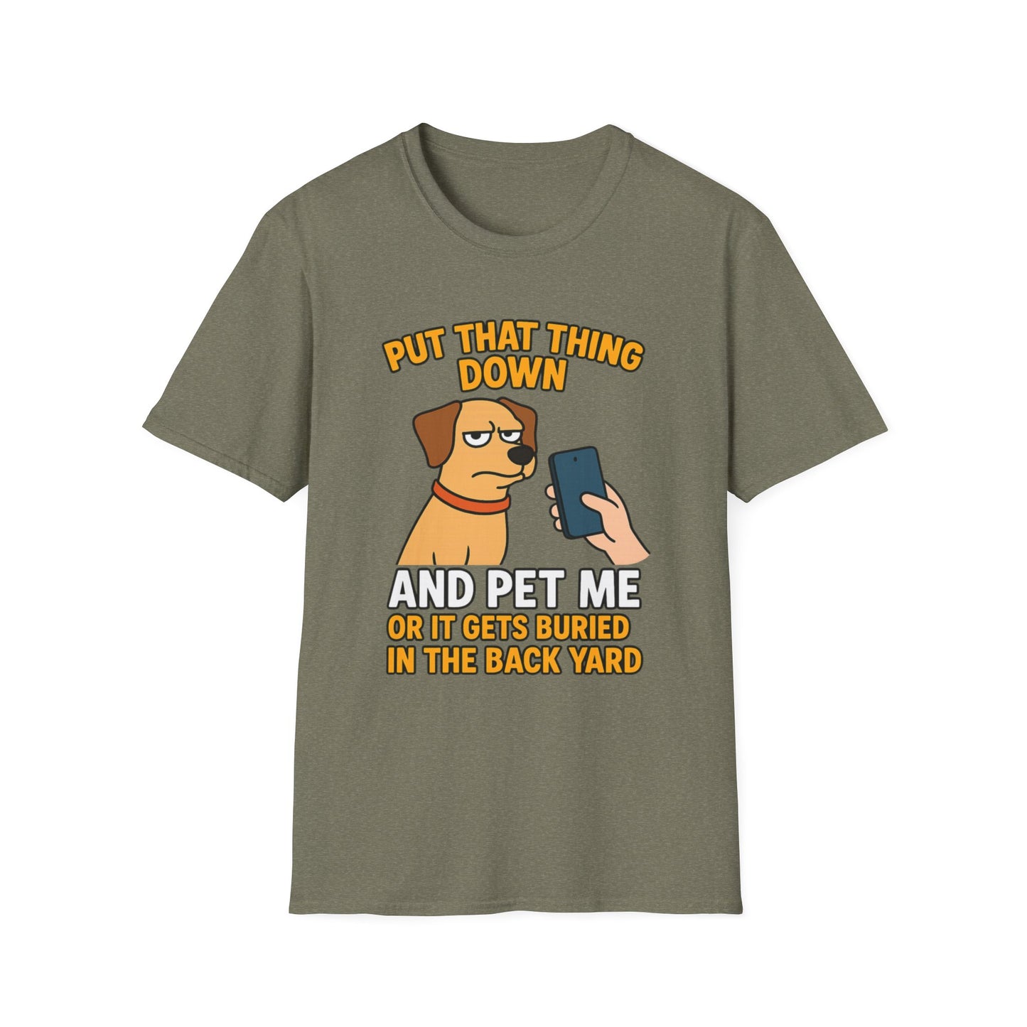 Funny Dog Pet Me Phone Warning T-Shirt for Pet Lovers, Humorous Dog Shirt