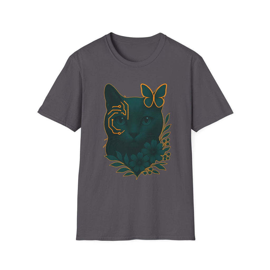 Cyber Floral Cat T-Shirt