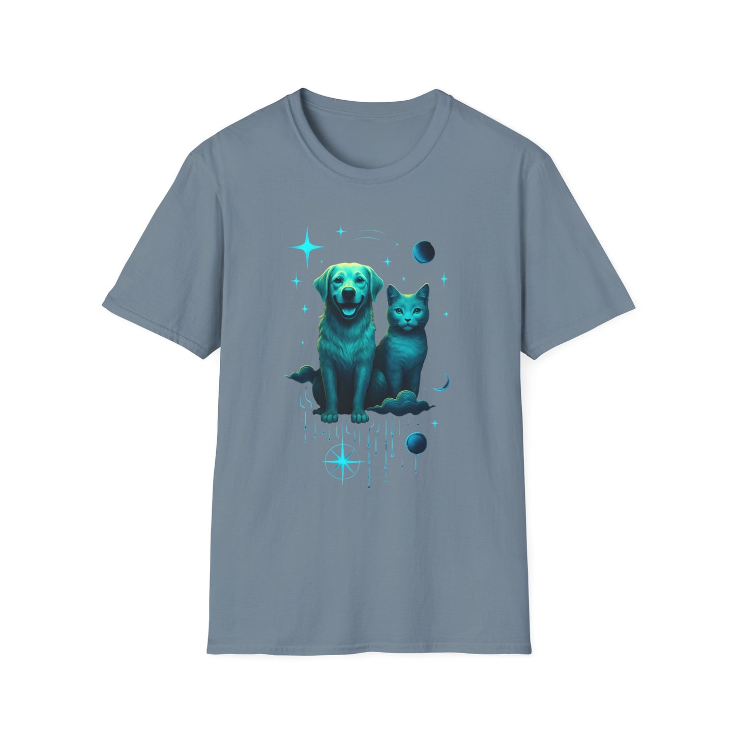 Celestial Dog and Cat Glow Space Pet Lover T-Shirt