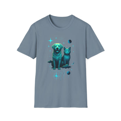 Celestial Dog and Cat Glow Space Pet Lover T-Shirt