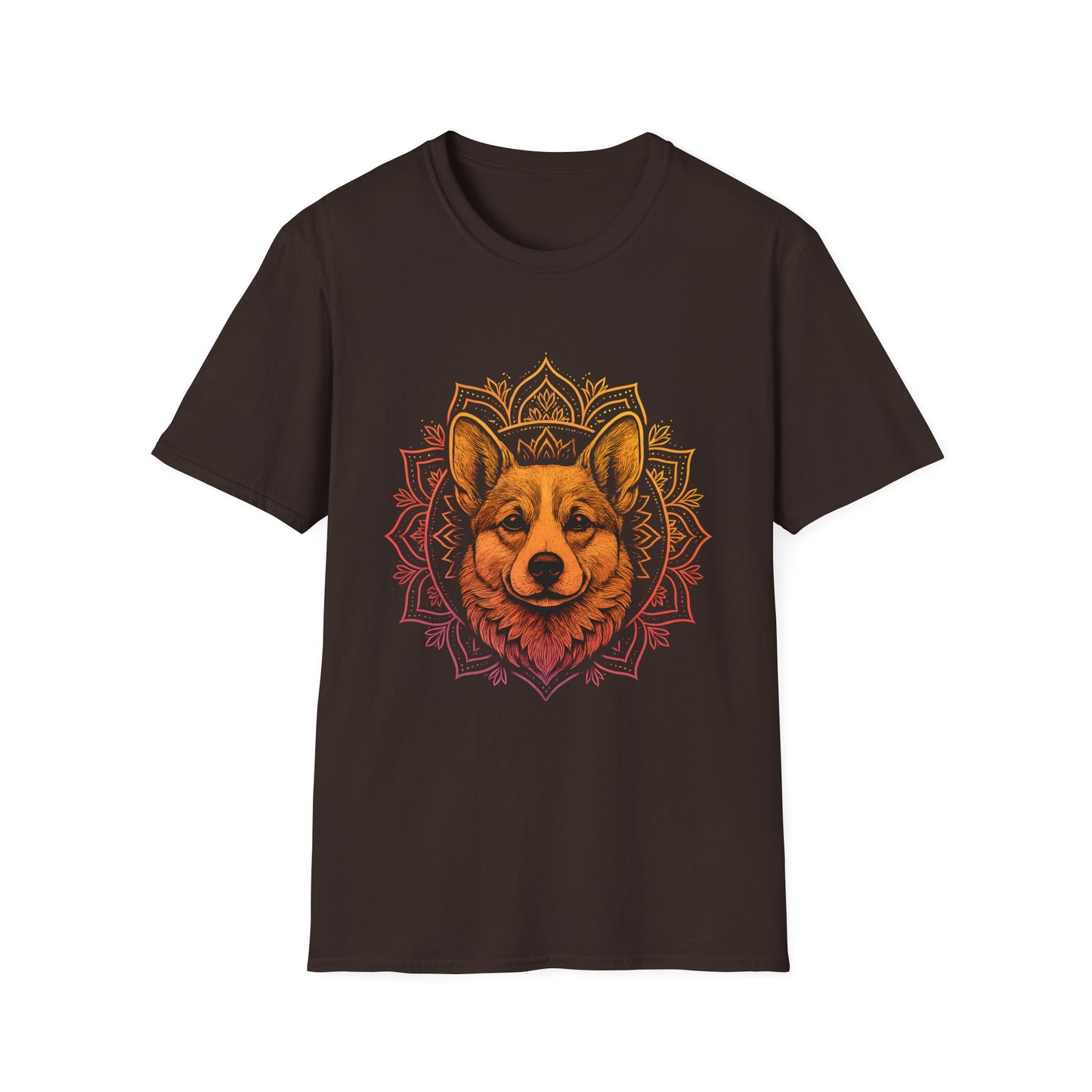 Corgi Mandala T-Shirt, Unisex Graphic Tee for Animal Lovers, Corgi Shirt for Birthdays, Casual Wear, Dog Lover Gift
