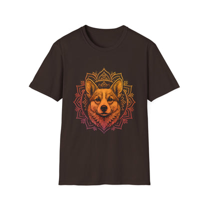 Corgi Mandala T-Shirt, Unisex Graphic Tee for Animal Lovers, Corgi Shirt for Birthdays, Casual Wear, Dog Lover Gift