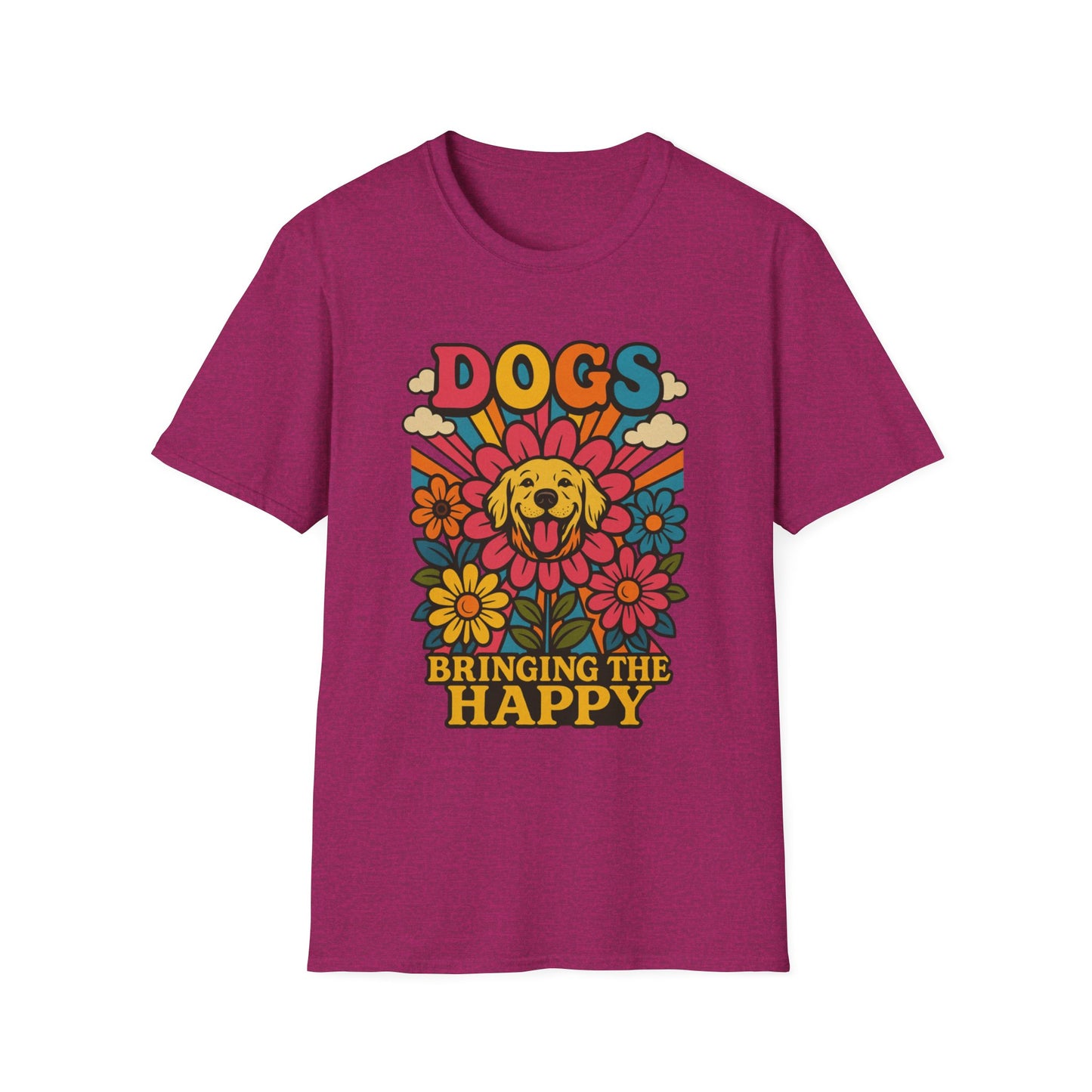 Dog Lovers Retro T-Shirt, Happy Dog Tee, Unisex Graphic Shirt, Gift for Dog Owners, Summer Casual Wear