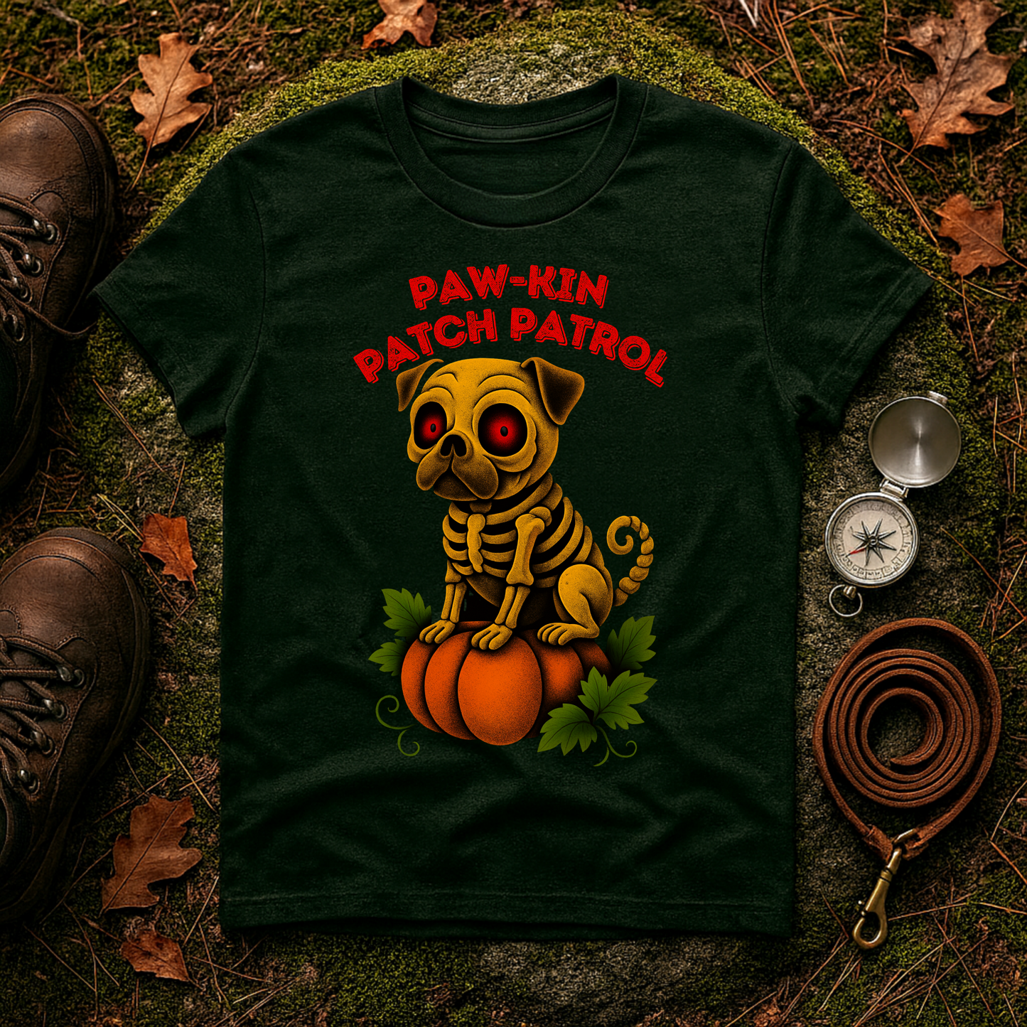 Paw-kin Patch Patrol Pug Halloween Dog Lover T-Shirt