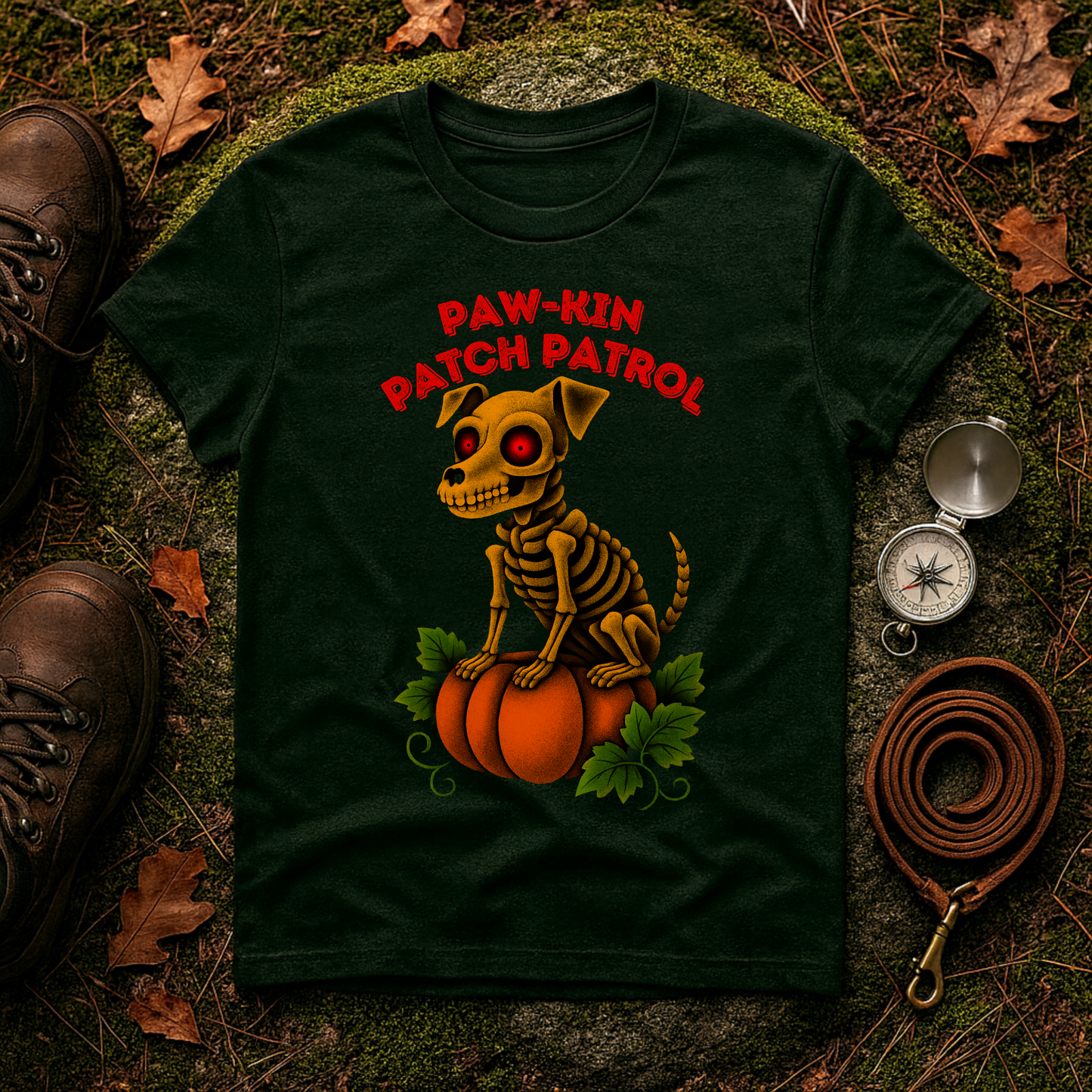Paw-kin Patch Patrol Skeleton Dog Halloween T-Shirt