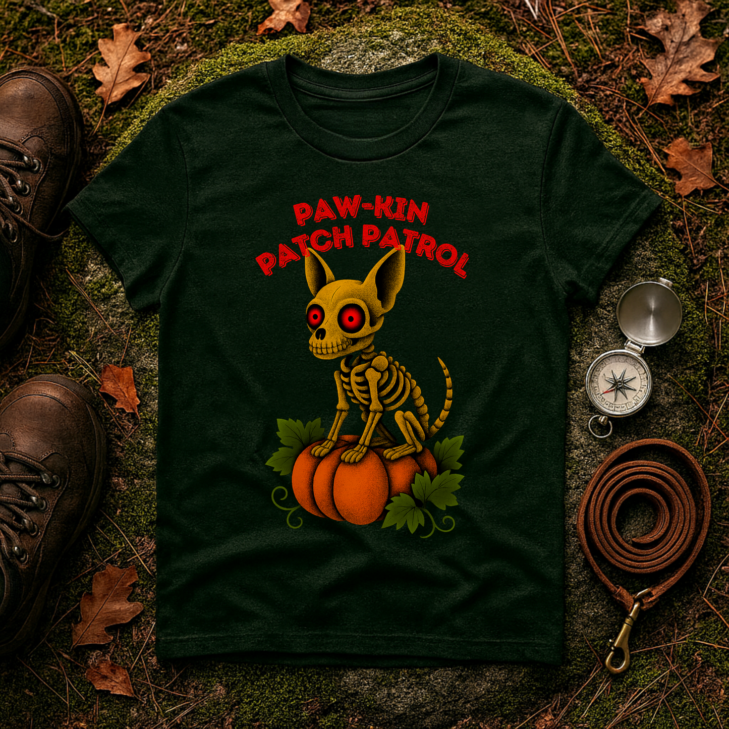 Paw-kin Patch Patrol Skeleton Chihuahua Halloween T-Shirt