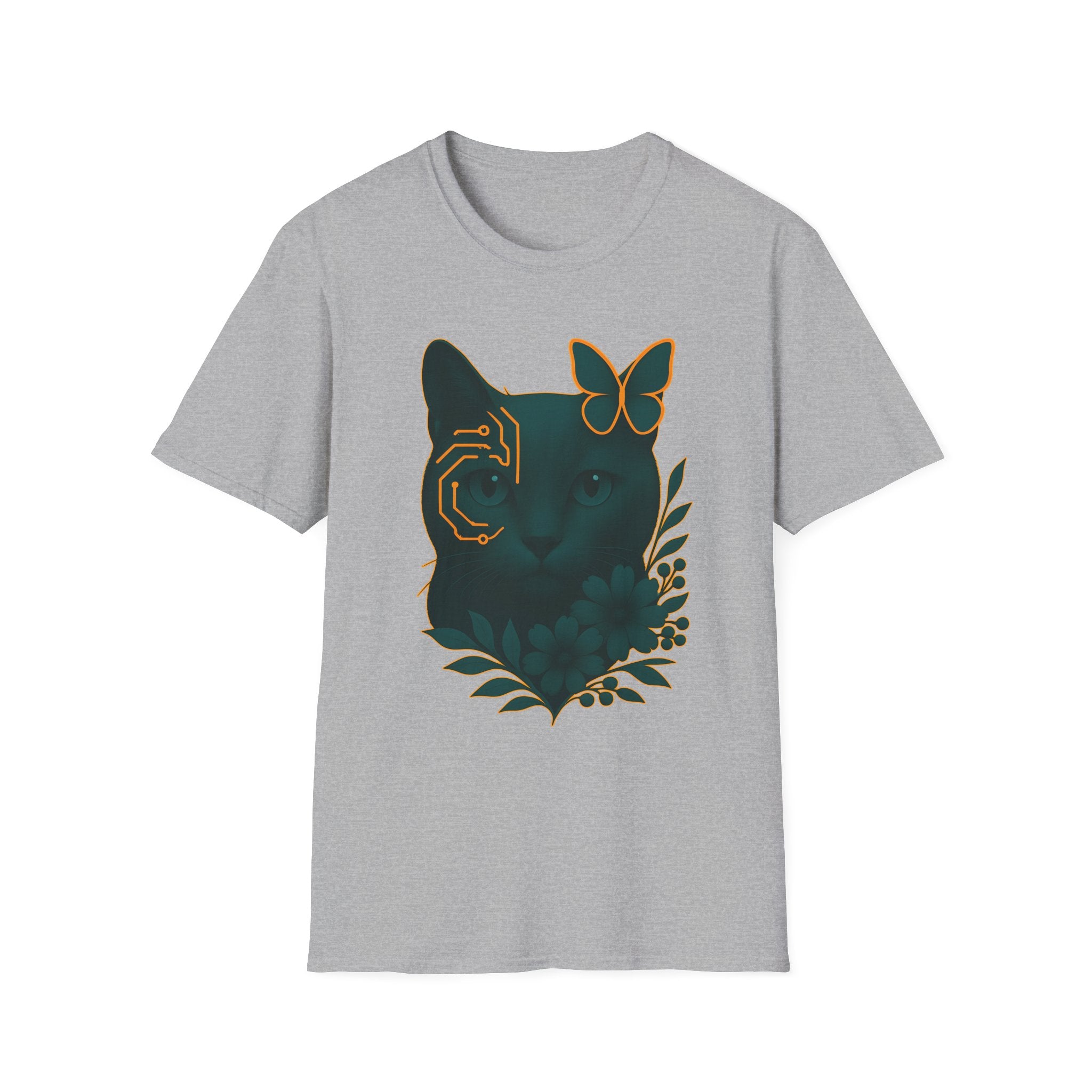 Cyber Floral Cat T-Shirt