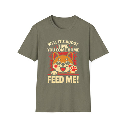 Funny Hungry Dog T-Shirt – Feed Me Pet Parent Humor Tee, Unisex Soft style T-Shirt - Cute Happy Dog Design