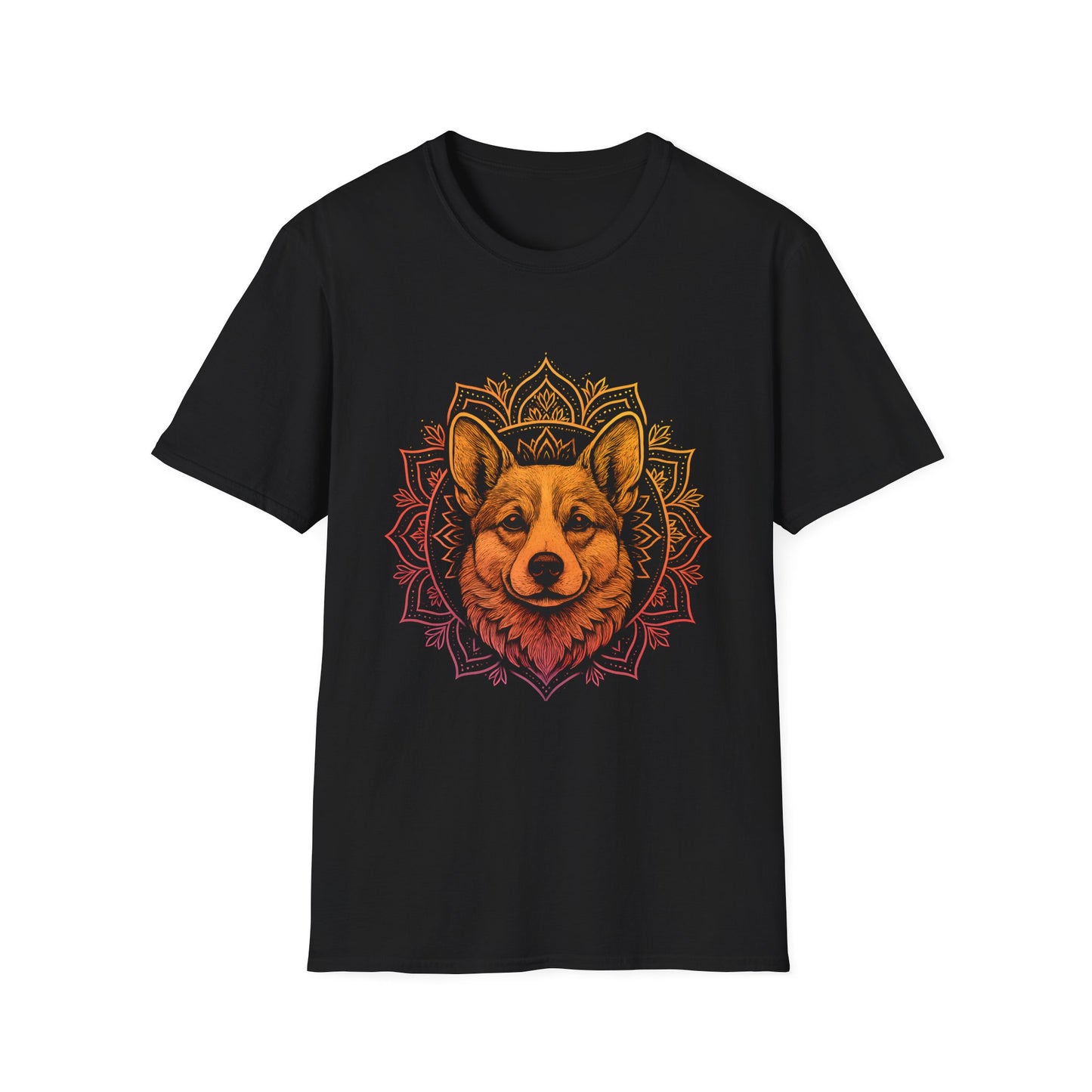 Corgi Mandala T-Shirt, Unisex Graphic Tee for Animal Lovers, Corgi Shirt for Birthdays, Casual Wear, Dog Lover Gift