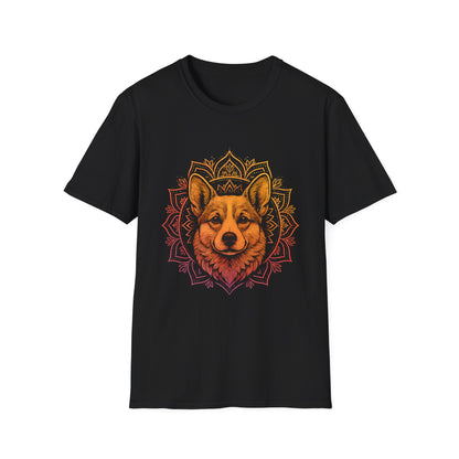 Corgi Mandala T-Shirt, Unisex Graphic Tee for Animal Lovers, Corgi Shirt for Birthdays, Casual Wear, Dog Lover Gift
