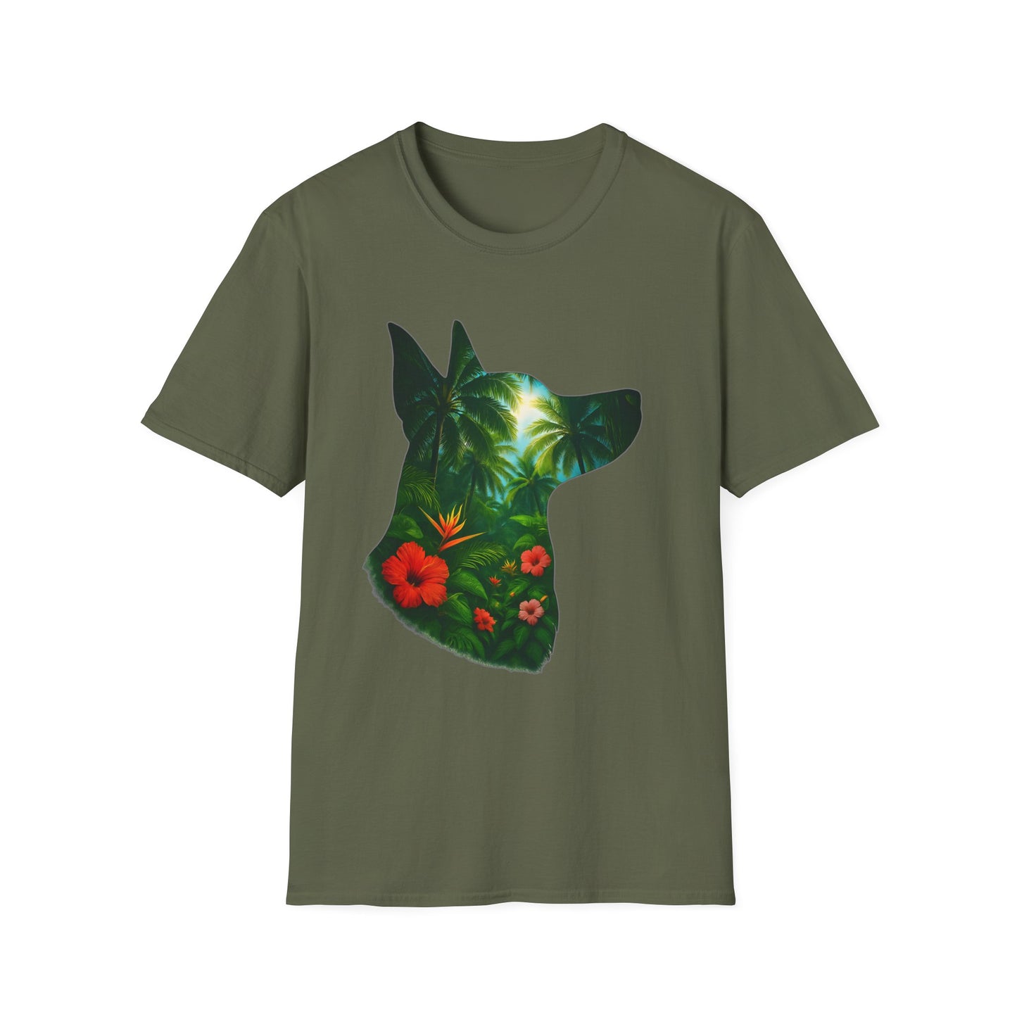 Floral Dog Silhouette T-Shirt, Nature Lover Tee, Unisex Animal Apparel, Summer Vibes Shirt, Gift for Pet Owners