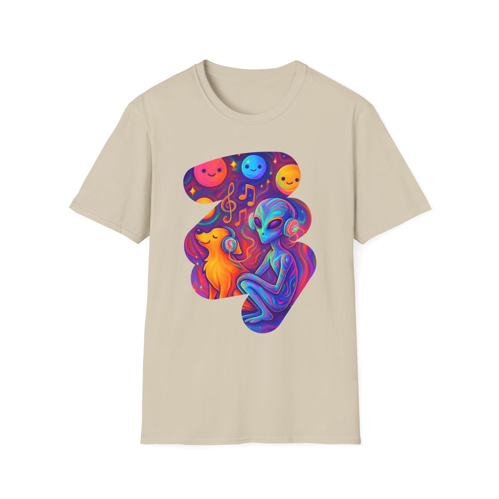 Psychedelic Alien Dog Headphones T-Shirt