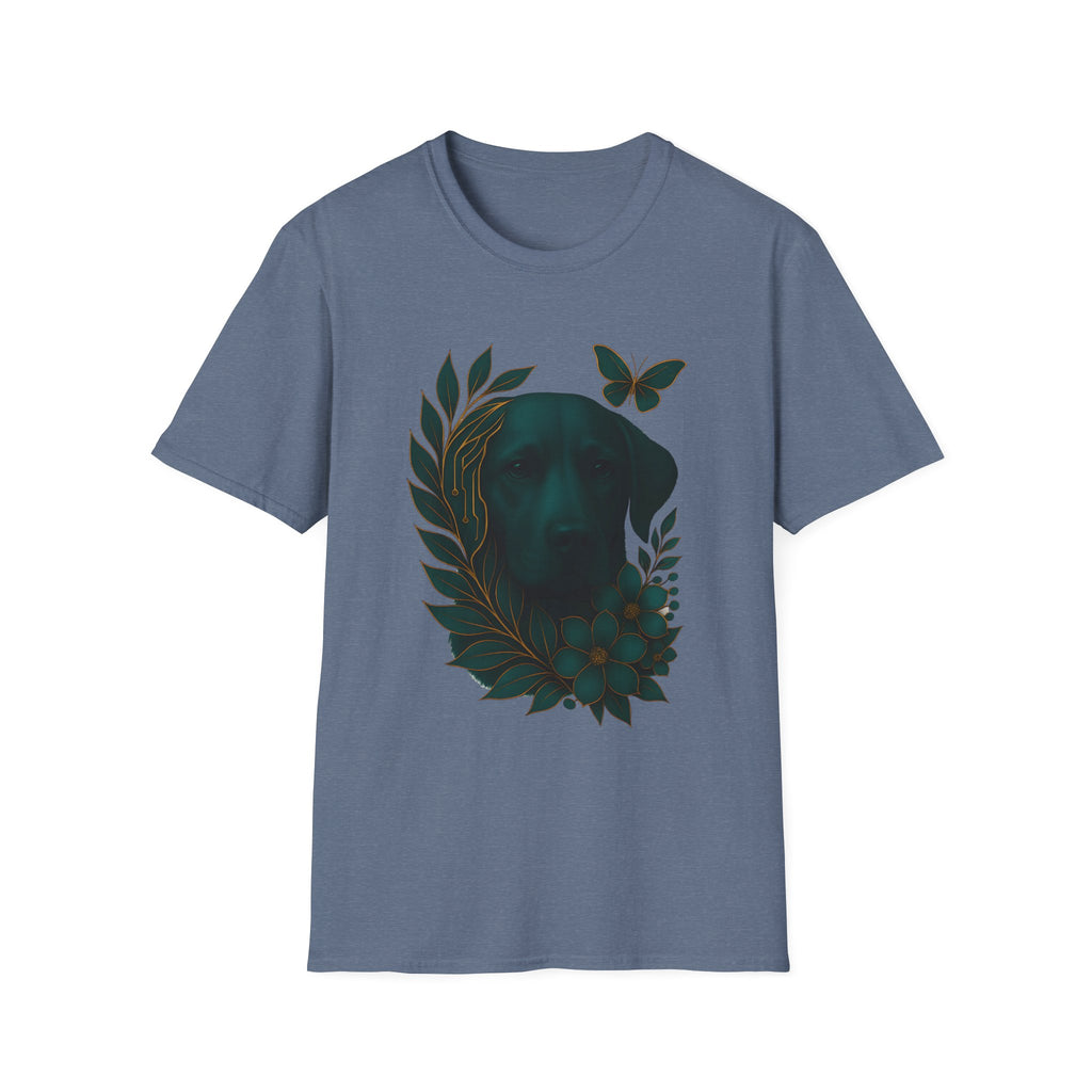 Cyber Floral Dog Silhouette T-Shirt