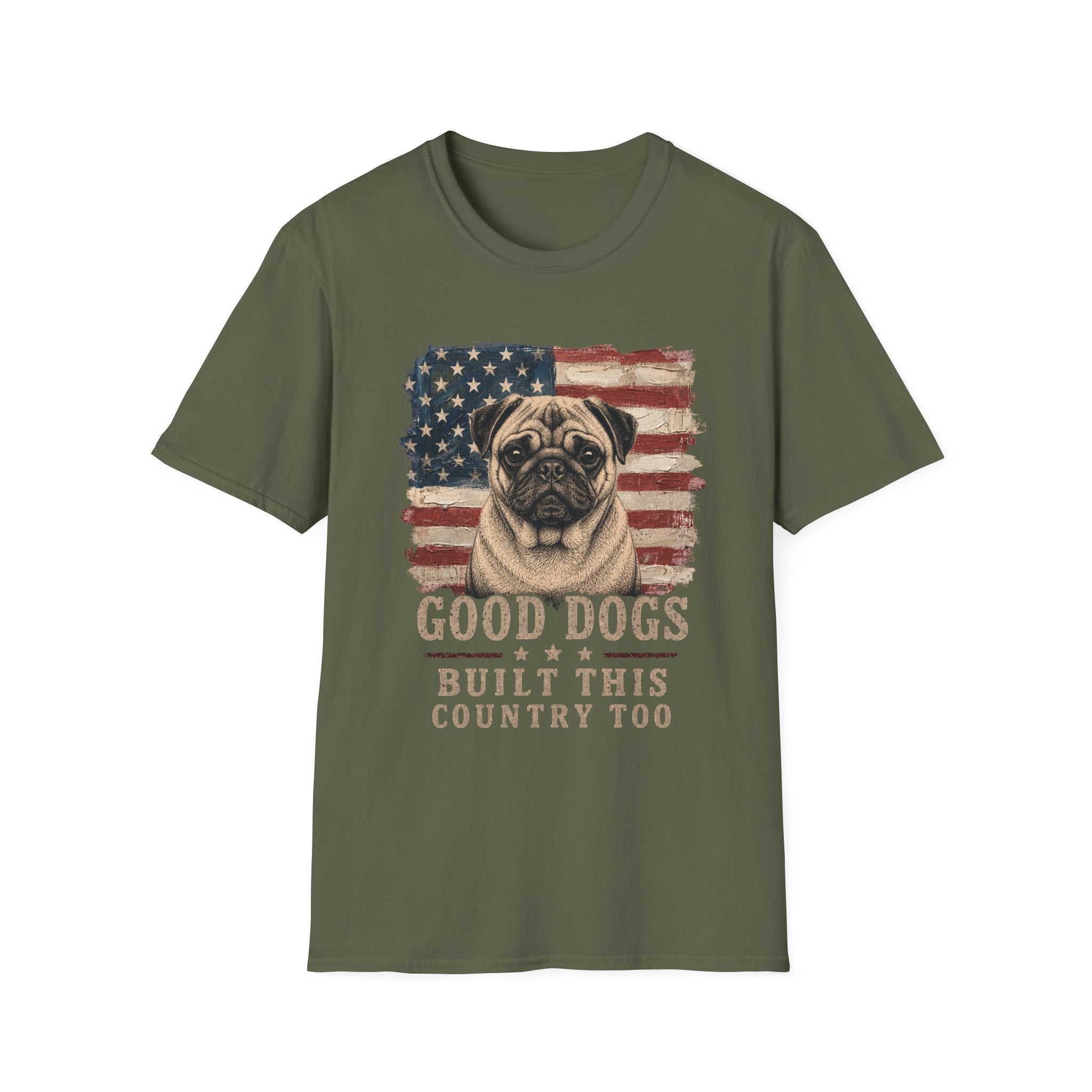 Good Dogs Built This Country Too Pug T-Shirt