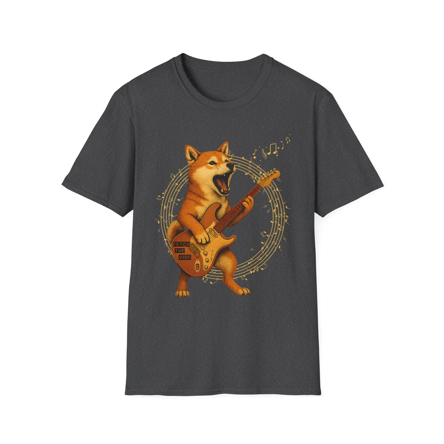 Rocking Shiba Inu Dog Guitar T-Shirt – Funny Dog Rock Band Tee Cute Guitar Dog Tee, Music Lover Gift, Pet Lover Apparel, Fun Casual Wear, Birthday Gift