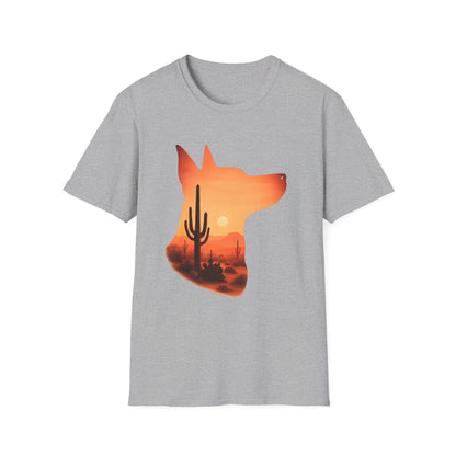 Desert Dog Silhouette T-Shirt | Unisex Graphic Tee, Dog Lover Gift, Nature Vibe Shirt, Outdoor Adventure Apparel, Casual Everyday Wear