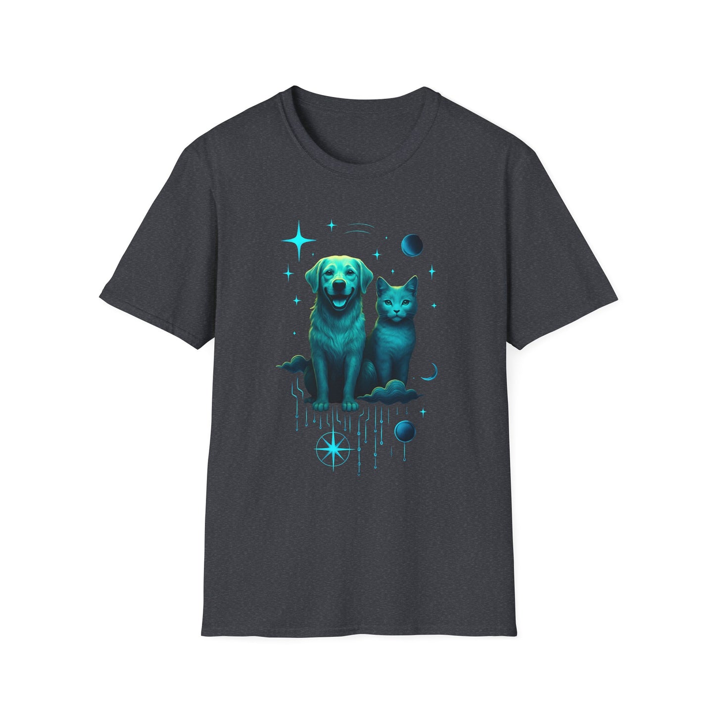 Celestial Dog and Cat Glow Space Pet Lover T-Shirt