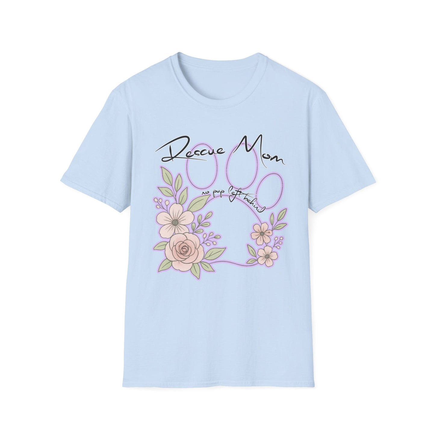 Rescue Mom Floral Paw T-Shirt — Adopt a Rescue Dog