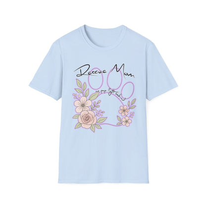 Rescue Mom Floral Paw T-Shirt — Adopt a Rescue Dog