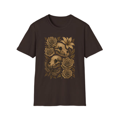 Gothic Floral Skull Tee — Animal Skull & Roses