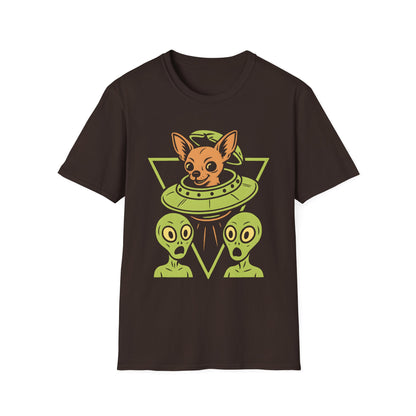 Alien Chihuahua UFO Funny Dog T-Shirt for Pet Lovers, Quirky Gift, UFO Design, Pet Lover's Apparel, Fun Casual Wear