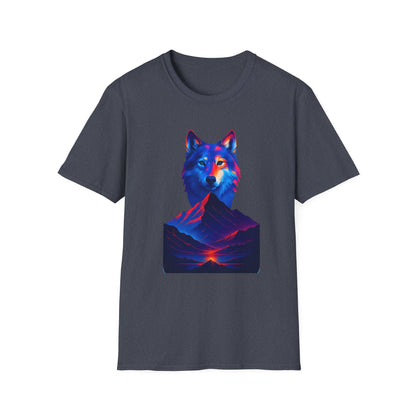 Neon Wolf and Mountain Sunset Spirit Animal T-Shirt