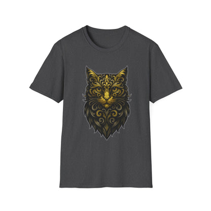 Elegant Cat Design Unisex Softstyle T-Shirt, Gift for Cat Lovers, Casual Wear, Unique Fashion, Animal Themed Apparel