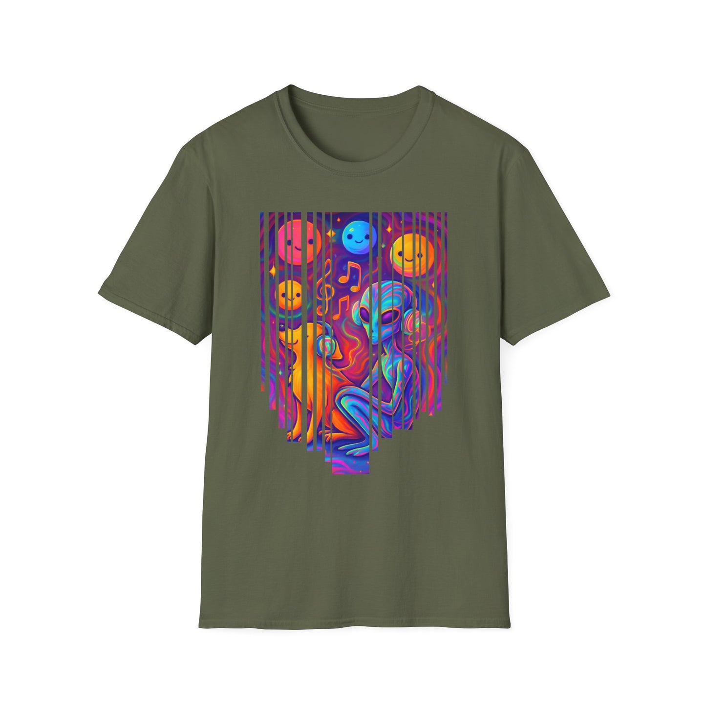Psychedelic Alien & Dog Music T-Shirt Trippy Space ArtSummer Outfit, Festival Shirt