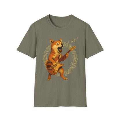 Rocking Shiba Inu Dog Guitar T-Shirt – Funny Dog Rock Band Tee Cute Guitar Dog Tee, Music Lover Gift, Pet Lover Apparel, Fun Casual Wear, Birthday Gift