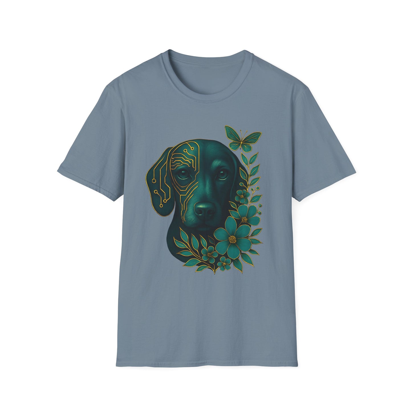 Artistic Dog Lover T-Shirt, Gift for Pet Owners, Nature-Inspired Tee, Birthday Gift, Casual Wear, Unisex Softstyle Tee