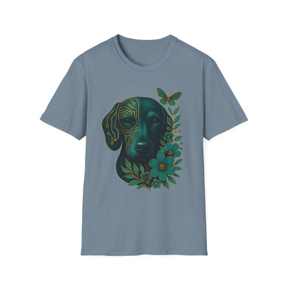 Artistic Dog Lover T-Shirt, Gift for Pet Owners, Nature-Inspired Tee, Birthday Gift, Casual Wear, Unisex Softstyle Tee