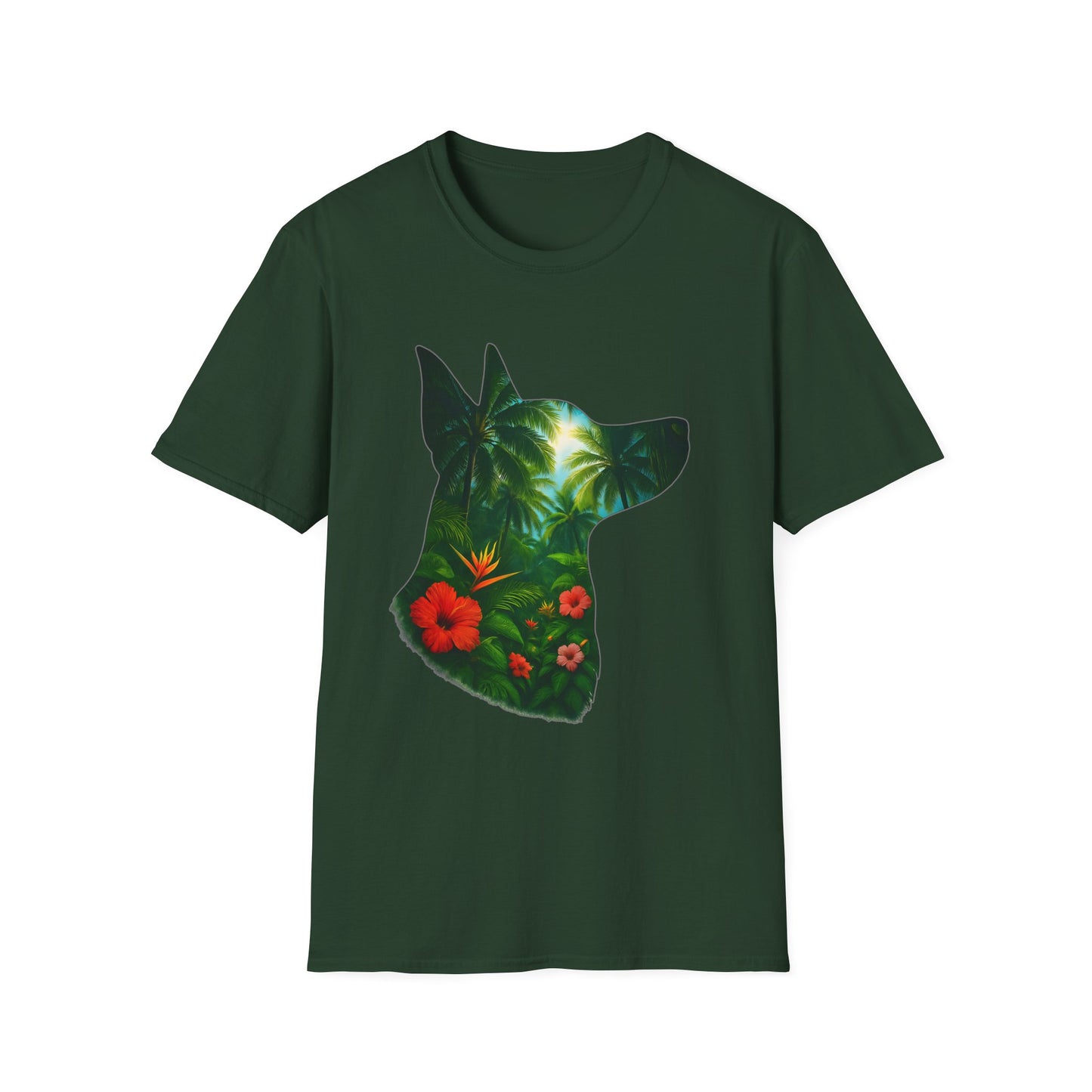 Floral Dog Silhouette T-Shirt, Nature Lover Tee, Unisex Animal Apparel, Summer Vibes Shirt, Gift for Pet Owners