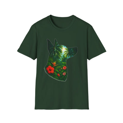 Floral Dog Silhouette T-Shirt, Nature Lover Tee, Unisex Animal Apparel, Summer Vibes Shirt, Gift for Pet Owners