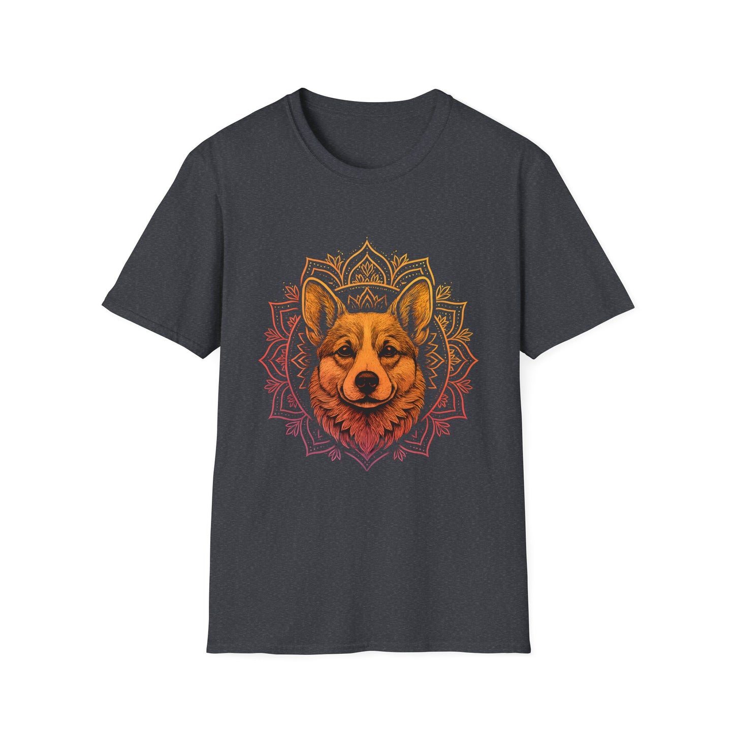 Corgi Mandala T-Shirt, Unisex Graphic Tee for Animal Lovers, Corgi Shirt for Birthdays, Casual Wear, Dog Lover Gift