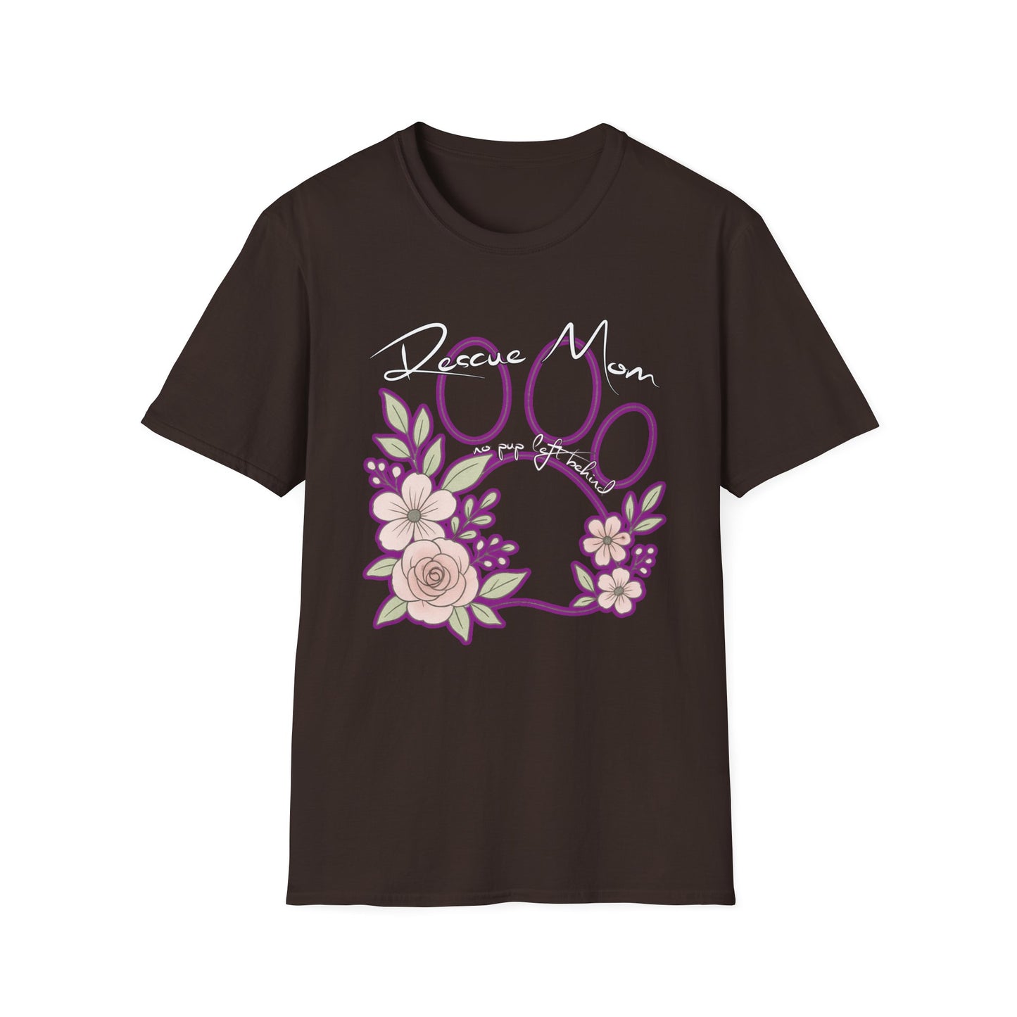 Rescue Mom Floral Paw T-Shirt — Adopt a Rescue Dog