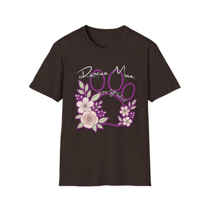 Rescue Mom Floral Paw T-Shirt — Adopt a Rescue Dog