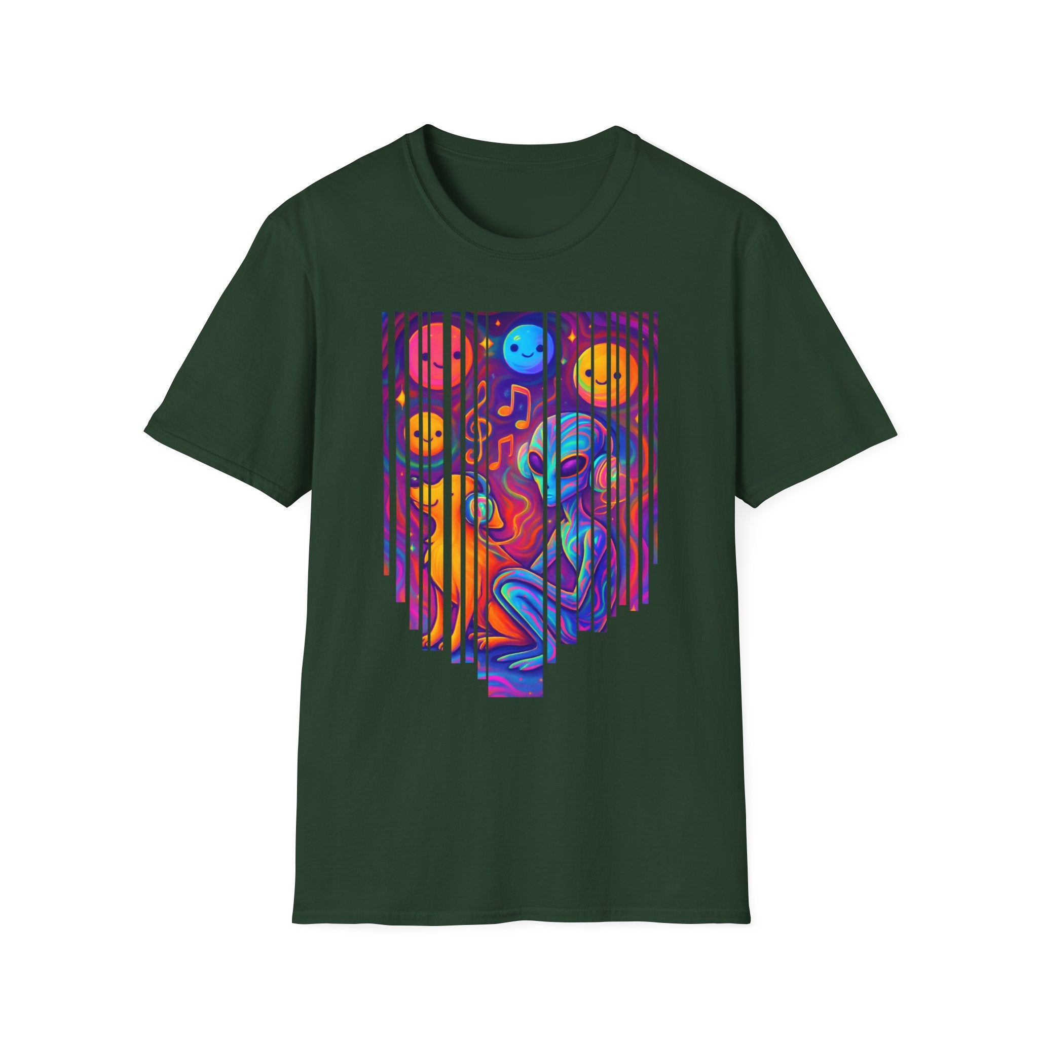 Psychedelic Alien & Dog Music T-Shirt