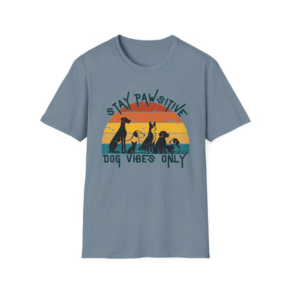 Stay Pawsitive Dog Vibes Tee – Retro Dog Shirt