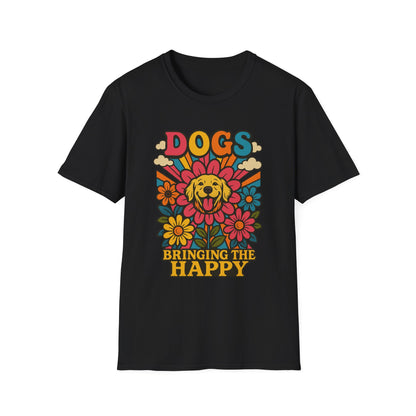 Dog Lovers Retro T-Shirt, Happy Dog Tee, Unisex Graphic Shirt, Gift for Dog Owners, Summer Casual Wear
