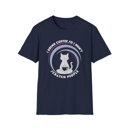 Funny Cat Coffee Shirt – I Drink Coffee So I Don't Scratch People Tee