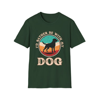 I'd Rather Be With My Dog Unisex Softstyle T-Shirt, Dog Lover Gift, Pet Adoption Tee, Casual Wear, Birthday Present, Animal Lover Apparel
