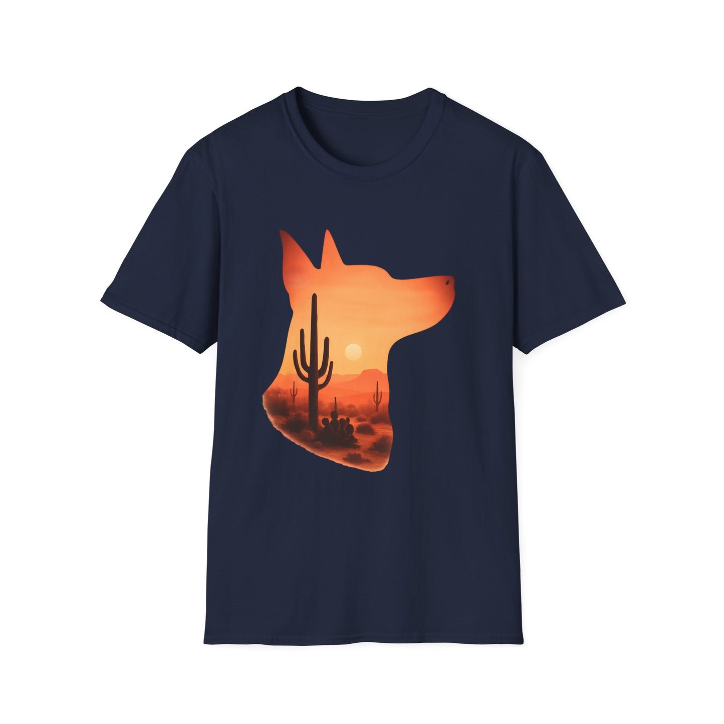 Desert Dog Silhouette T-Shirt | Unisex Graphic Tee, Dog Lover Gift, Nature Vibe Shirt, Outdoor Adventure Apparel, Casual Everyday Wear