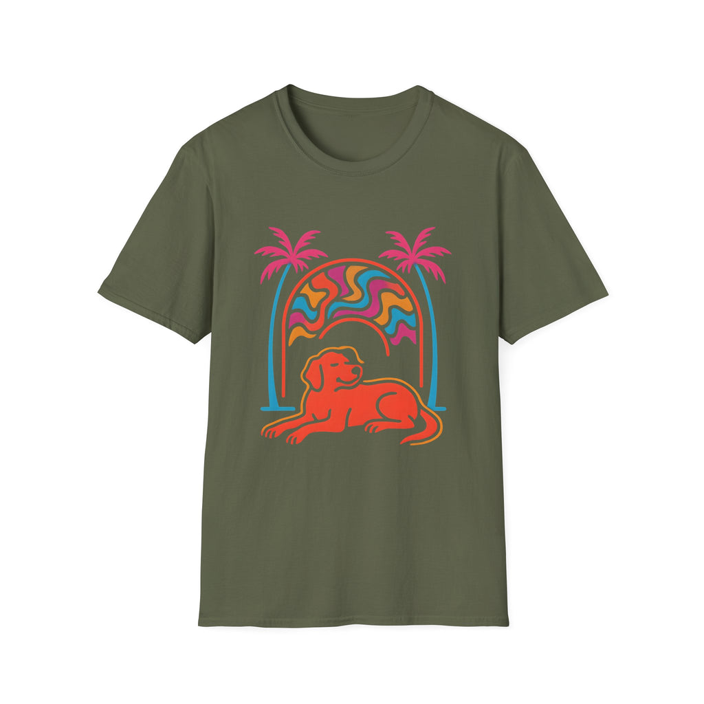Psychedelic Dog Palm Trees T-Shirt