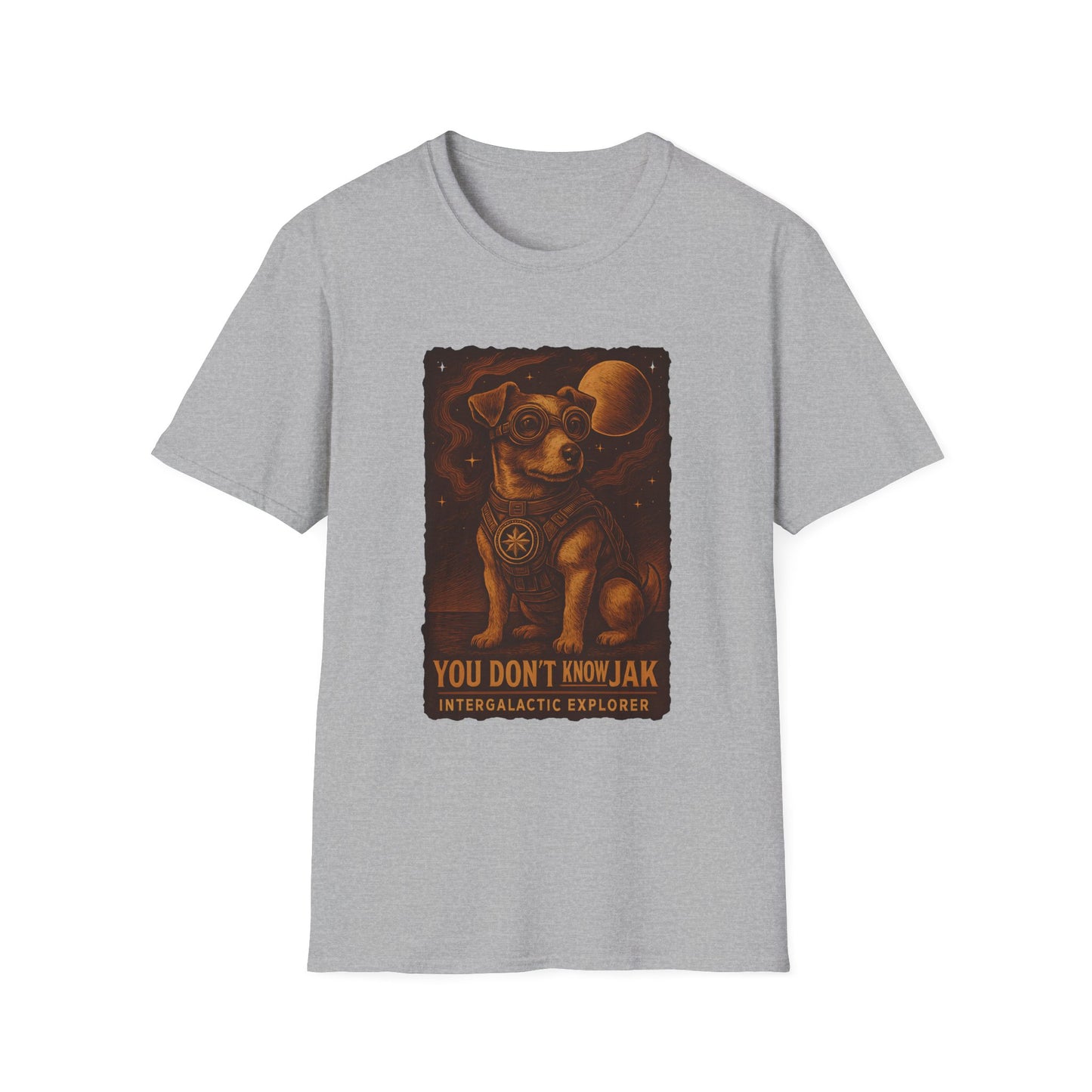 Intergalactic Explorer Dog T-Shirt, Cute Pet Tee, Gift for Dog Lovers, Space-themed Apparel, Fun Graphic Tee, Unisex Softstyle Tee